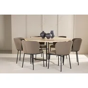 Venture Design Jedilna garnitura Copenhagen miza z 6 stoli Edina 140x74 cm beljen in rjav