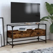 TV ormaric sa staklenom površinom boja hrasta 98x35x51 cm drvo