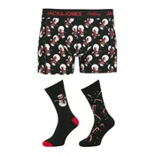 Jack & Jones Komplet boksarice in nogavice Snow Skulls Giftbox 12285138 Črna