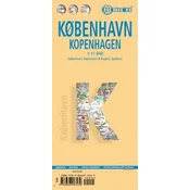 Kobenhavn 1:11.000. Plastificiran turistični zemljevid/zemljevid mesta. Objavljeno 2023.