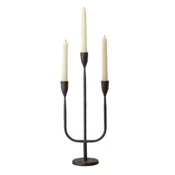 Nikcorp Trikraki litoželezni svečnik kandelaber črne mat, 3 kraki, višina 43 cm, premer osnove 10 cm, odprtina 2,2 cm, za stožčaste sveče in LED sveče, dekor za mizo, kamin in okensko polico