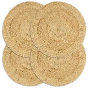 Vidaxl Pogrinjki 4 kosi naravni 38 cm okrogli iz jute