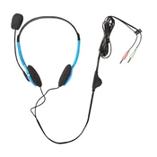 OEM Nedis, PC slušalke na ušesne stereo dvojni Jack 3.5mm z zložljivim mikrofonom, Črna / Modra, (5000228745)