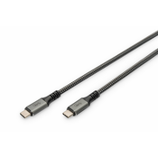 Digitus Povezovalni kabel USB 4, TypeC na TypeC, PP pletenina AL-Housing 8K@60Hz, PD3.0, 40Gbits/s, 1 m, bl.