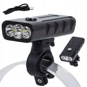 Verkgroup Alu. LED CREE XM-L T6x3 kolesarska luč IPX5 črna USB 7500K