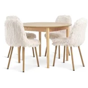 MARSTRAND O110 sto natur hrast + 4 JONSTRUP teddy prlj. bela