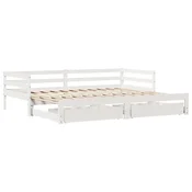 Vidaxl Izvlečna dnevna postelja s predali brez vzmetnice bela 90x190cm
