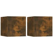 Vidaxl Stenska TV omarica 2 kosa dimljeni hrast 30,5x30x30 cm