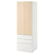 SMASTAD / PLATSA Garderober, bela/breza s 3 fioke, 60x57x181 cm