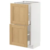 METOD / MAXIMERA Podni element,2 fioke, bela/Forsbacka hrastovina, 40x37 cm