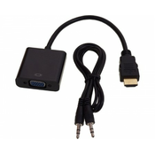 FAST ASIA Adapter-konvertor HDMI (M) - VGA (F) + Audio kabl 3.5mm crni