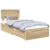 Krevetna konstrukcija s ladicama Sonoma hrast 100 x 200 cm Smeđa 203 x 103 x 90 cm