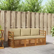Setovi sofa s jastukom 3 pcs Prirodna i bež Cvrsto drvo akacije