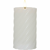 Bijela voštana LED svijeca Star Trading Flamme Swirl, visina 15 cm