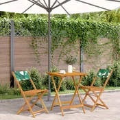 3-dijelni bistro set od tkanine i masivnog drva uzorkom lišca