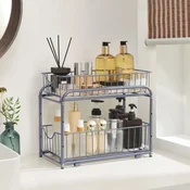 Songmics Kuhinjski organizator 2 izvlečna predala 369x213x272 cm srebrna