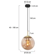 Steinhauer Obesek Bollique, medenina, O 30 cm, steklo, 1-svetloba, globus - Dnevna soba/jedilnica - medenina, jantar