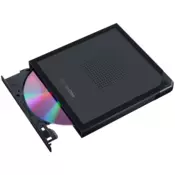 ASUS ZenDrive V1M Black - external DVD drive and writer with built-in cable-storage design, USB-C interface, compatible with Windows 11 and macOS, M-DISC support, comprehensive backup solutions included - 90DD02L0-M29000