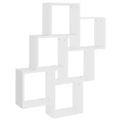 Vidaxl Stenska polica kockasta bela 78x15x93 cm inženirski les