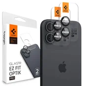 Spigen Glass tR EZ Fit Optik Pro steklo za kamero 2 kosa AGL07921 za iPhone 16 / 16 Plus - črno