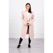Long hooded cardigan dark powder pink