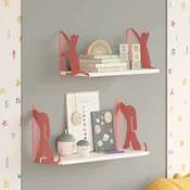 HANAH HOME Zidna polica Hunter Dog and Tiger Cat Pink