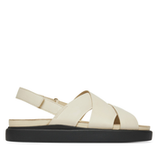 Clarks za ženske. 26181257 Aristella Sun beli krem usnjeni sandali (41), Bela, 1 do 3 cm, Velcro, Priložnostno