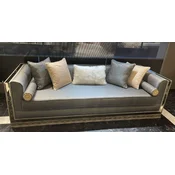 Casa Padrino luxury Art Deco sofa light blue/silver/cream - Mirrored living room sofa - Living room furniture - Art Deco furniture - Luxury furniture - Art Deco furnishings - Luxury furnishings