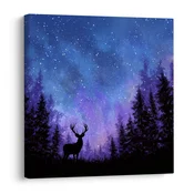 Slika zimska čarovnija nočnega neba v silhuetah - 70x70