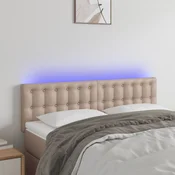 Vidaxl vidaXL LED vzglavje postelje, kapučino, 144x5x78/88 cm, umetno usnje