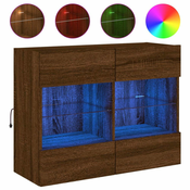 Vidaxl Stenska TV omarica z LED lučkami rjavi hrast 78,5x30x60,5 cm