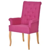 Casa Padrino Chesterfield Neo Baroque Dining Chair Pink/Natural - Kitchen Chair with Armrests - Dining Room Furniture - Chesterfield Furniture - Neo Baroque Furniture