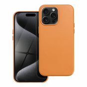 Maska Leather Mag Cover od eko kože s ugrađenim magnetnim obručem za iPhone 15 Pro Max - orange