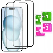 shumee 2x kaljeno steklo za Apple iPhone 15 Plus, celozaslonski 5D steklo