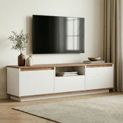 Bela/v naravni barvi TV omarica v borovem dekorju 160x42x30 cm Sentinel – Kalune Design
