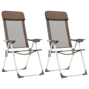 vidaXL Sklopive stolice za kampiranje 2 kom smede aluminijske