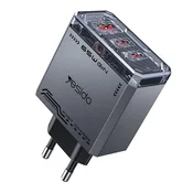 Stenski polnilec Yesido YC101 65W 2x USB-C - črn