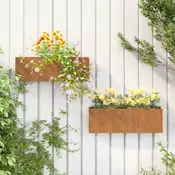 Zidne sadilice 2 kom boja hrde od celika COR-TEN 53x10x17 cm