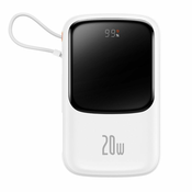 BASEUS Prijenosna baterija 10.000 mAh 20 W PowerBank Lightning bijela PPQD060002