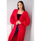 Long cardigan sweater red