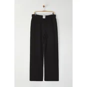 Trendyol Curve Black Wide Leg High Waist Label Detailed Knit Plus Size Sweatpants