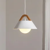 Luminex Visoka svetilka Funda, bela, O 30 cm, 1-žarek, kovina/steklo - Dnevna soba/jedilnica - Sodobni - bel mat, opalno bel, les