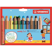 STABILO BARVICE WOODY 3V1 + Šilček 1/10 MIX BARVE + šilček