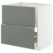 METOD / MAXIMERA Pod.element sudop. i 2front/2fioke, bela/Nickebo mat sivozelena, 80x60 cm