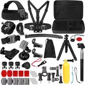 Komplet dodatkov Techsuit CamQuest 50in1 (SA50) z etuijem za GoPro Hero, SJCAM in akcijske kamere - črn