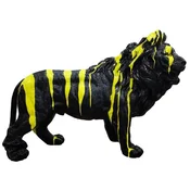 Casa Padrino luxury decorative sculpture lion black/yellow 100 x H. 68 cm - Large decorative figure - XXL decorative sculpture - XXL decorative figure - XXL animal figure - Luxury XXL figures