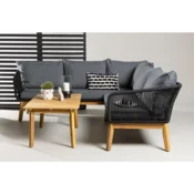Venture Design Kotna sedežna garnitura Chania 210x160x75 cm črna
