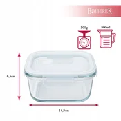 BE Lunchbox kvadratna steklena posoda 800 ml za hrano za službo in šolo