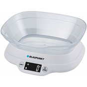 Blaupunkt Kuhinjska tehtnica Blaupunkt FKS501, bele barve, kapaciteta do 5 kg, natančnost 1 g, s posodo, 2 AAA bateriji vključeni.