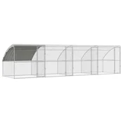 Vidaxl Kletka za piščance 4 szt. srebrna 800 x 200 x 200 cm Jeklo in PE